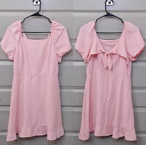 LOFT Tie Back Flounce Flare Dress in Pink - 4
